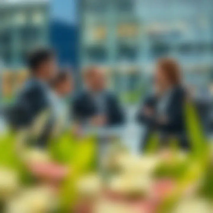 Business Discussions at ADGM Square Business professionals engaging in a discussion at ADGM Square