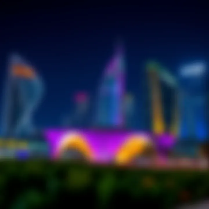 Illuminated ADGM Square at Night Night view of ADGM Square illuminated with vibrant lights