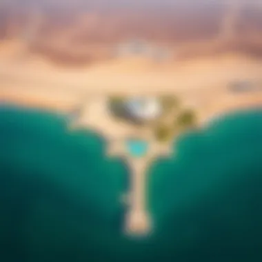 Aerial Perspective of Al Mamzar Beach Aerial view of Al Mamzar Beach highlighting its expansive layout
