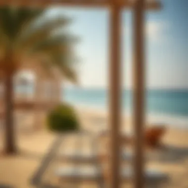 Scenic Beauty of Al Mamzar Beach Scenic view of Al Mamzar Beach showcasing golden sands and azure waters