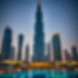 Architectural Marvel of Ameri Tower Stunning view of Ameri Tower's unique architecture against the Dubai skyline