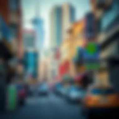 Dynamic Neighborhood of Deira Vibrant streetscape of Deira showcasing local amenities