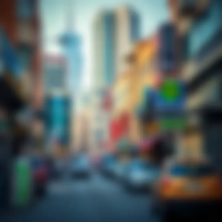 Dynamic Neighborhood of Deira Vibrant streetscape of Deira showcasing local amenities