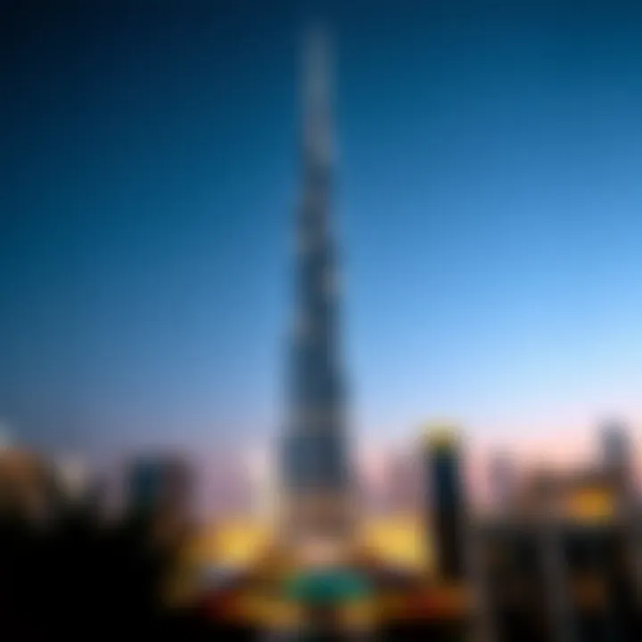 Spectacular View of Burj Khalifa at Night Spectacular view of the Burj Khalifa illuminated against the starry sky