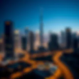 Majestic skyline of Dubai at night with illuminated skyscrapers