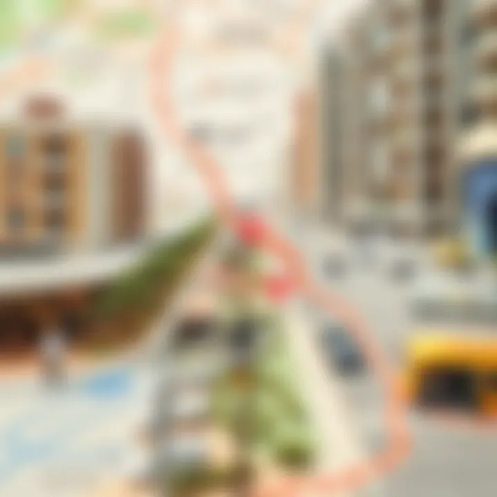 Key Amenities and Transport Links A map indicating key amenities and transport links in Satwa