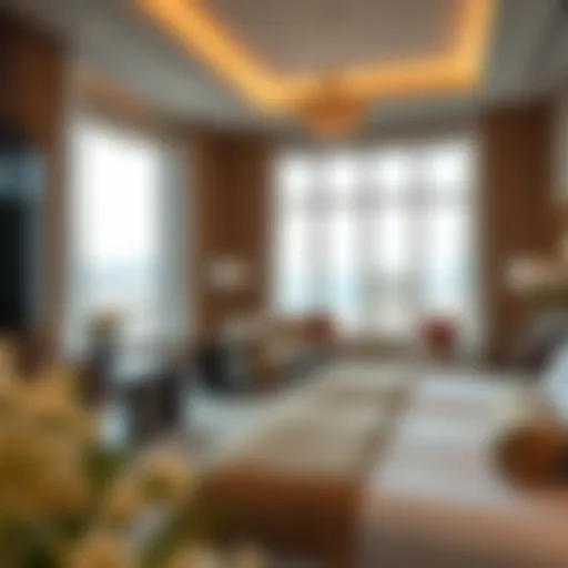 Luxurious guest room at Bulgari Hotel Dubai showcasing elegant decor and stunning views.