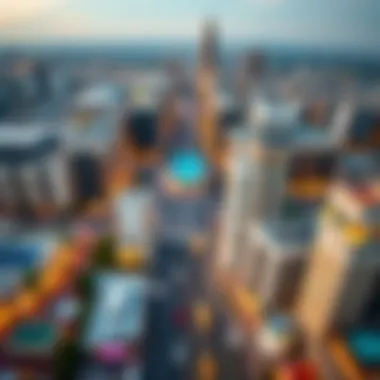 Aerial Perspective of Central Downtown Arjan Aerial view of Central Downtown Arjan showcasing its vibrant urban landscape