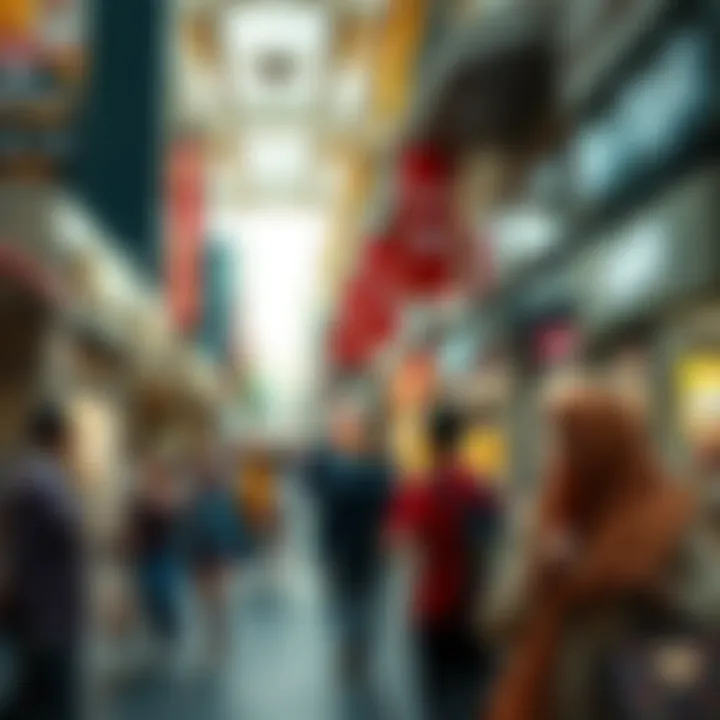 Bustling Commercial Scene in Central Downtown Arjan Vibrant commercial spaces filled with shoppers in Central Downtown Arjan