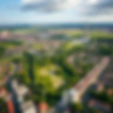 Aerial View of the City Aerial view of the city displaying green parks and residential areas