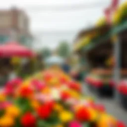 A vibrant flower market showcasing local varieties
