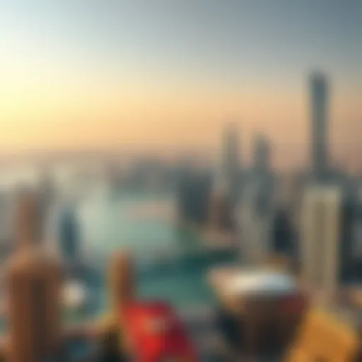 Panoramic View of Dubai's Skyline A panoramic view of Dubai's skyline showcasing iconic properties