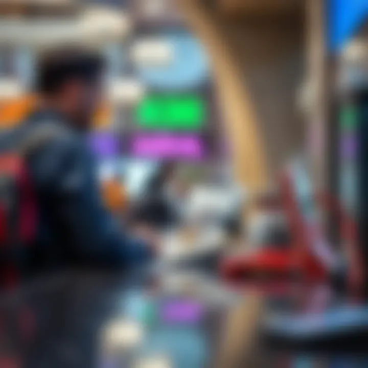 Traveler Engaging in Currency Exchange A traveler using currency exchange services