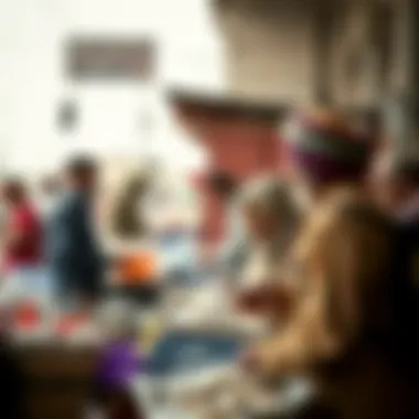 Cultural Exchange: Vendor and Customer Interactions Customers engaging with fish vendors