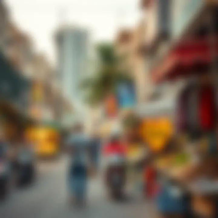 Neighborhood Dynamics: Life in Dubai's DNB Areas A bustling Dubai neighborhood with vibrant local markets.