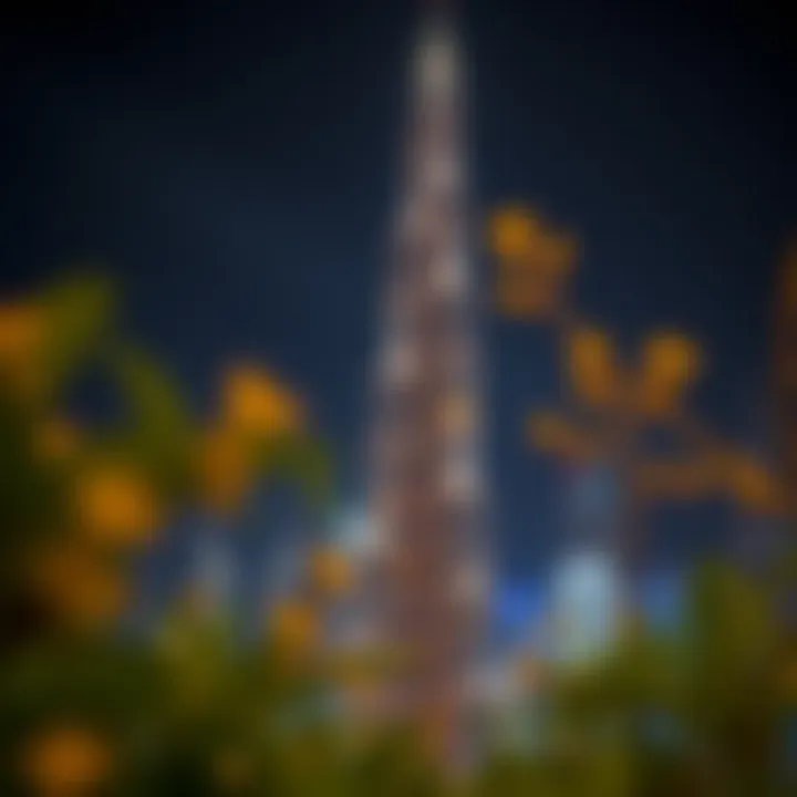 Illuminated Splendor of the Dream Tower Night view of the Dream Tower illuminated, symbolizing luxury living in Dubai.