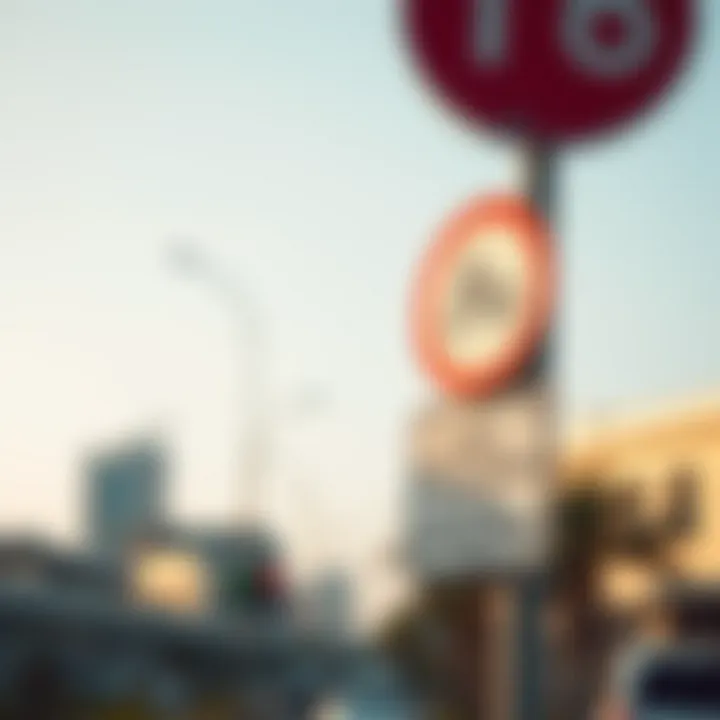 Traffic sign displaying local driving regulations in Dubai