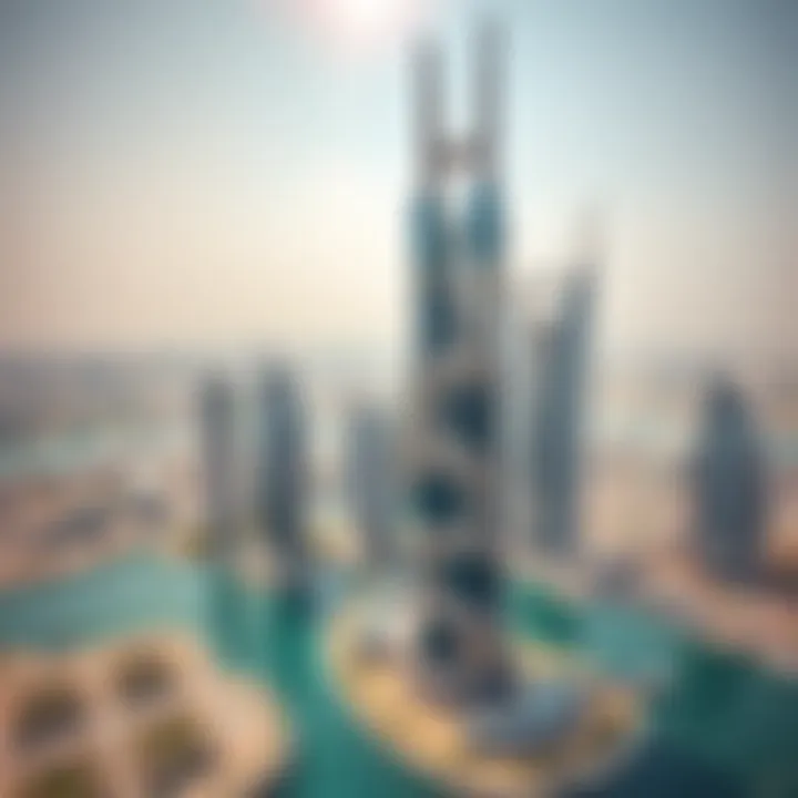 Aerial View of Dubai Creek Tower Aerial view of Dubai Creek Tower showcasing its unique design