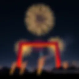 A breathtaking view of the fireworks illuminating the Dubai Frame against the night sky.