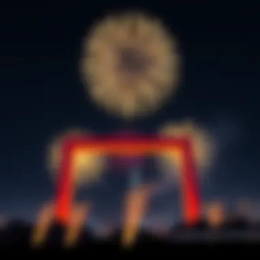 A breathtaking view of the fireworks illuminating the Dubai Frame against the night sky.
