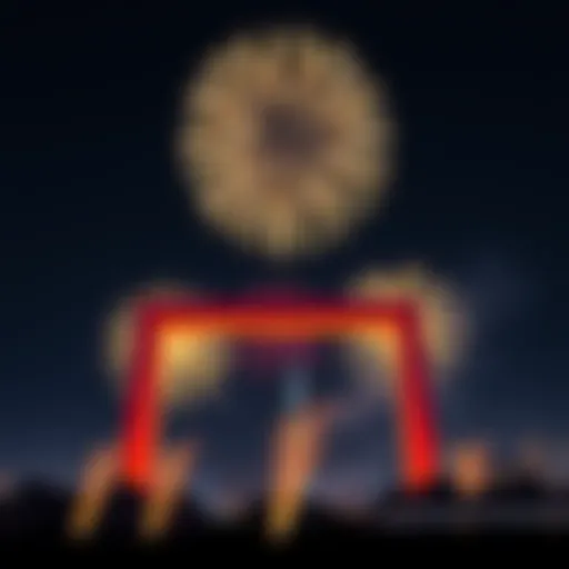 A breathtaking view of the fireworks illuminating the Dubai Frame against the night sky.