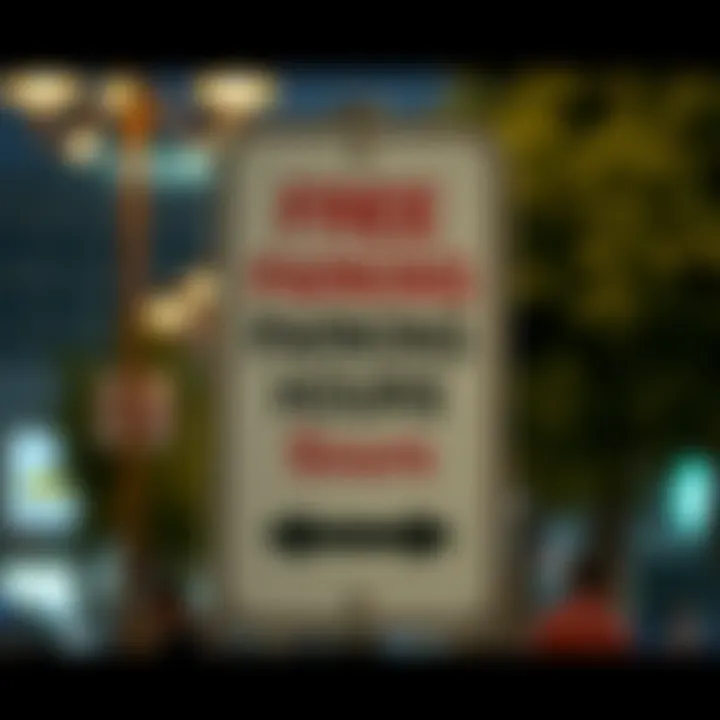 Free Parking Hours Signage in Dubai Parking sign indicating free parking hours in Dubai