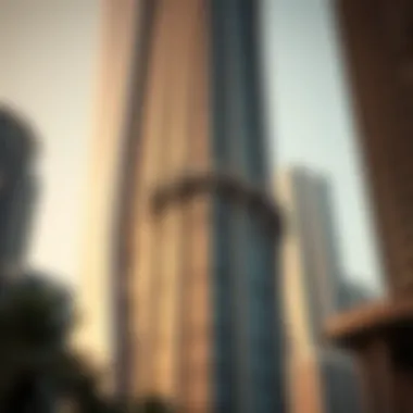 Architectural Details of Dunya Tower Close-up of Dunya Tower's unique architectural details