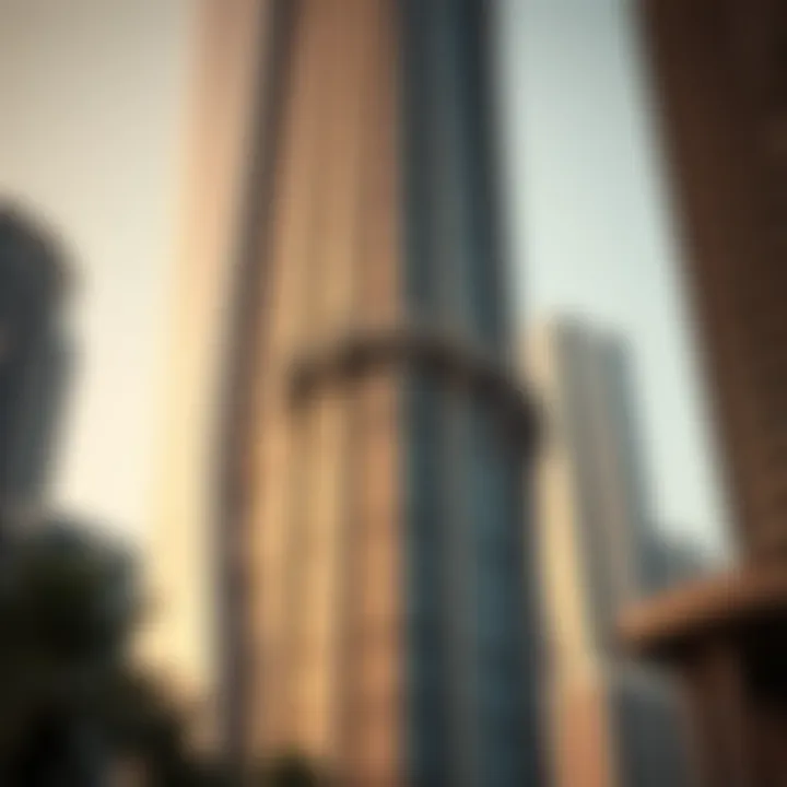 Architectural Details of Dunya Tower Close-up of Dunya Tower's unique architectural details