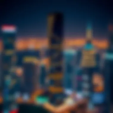 Nighttime View of Dunya Tower and City Lights Night view of Dunya Tower with surrounding city lights