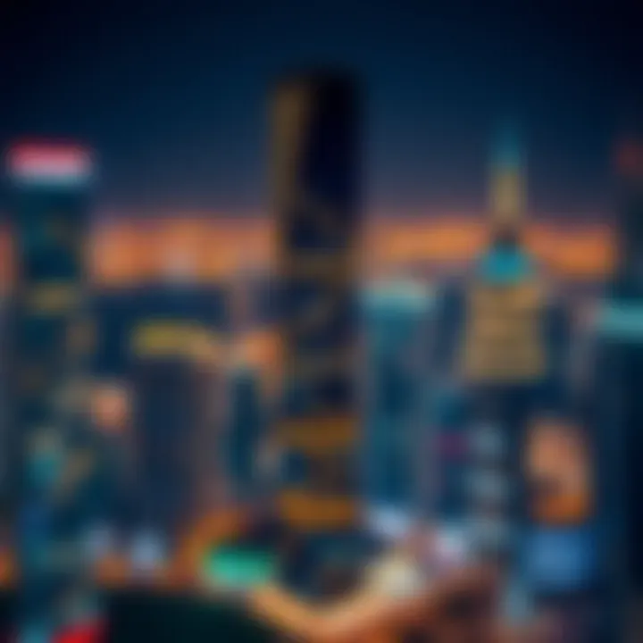 Nighttime View of Dunya Tower and City Lights Night view of Dunya Tower with surrounding city lights