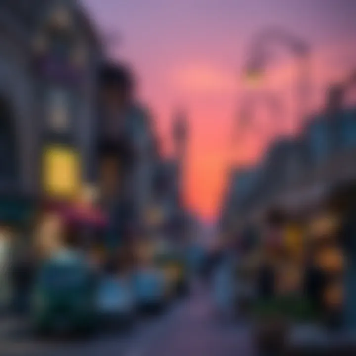 Historic Market Area at Sunset in Dubai A panoramic view of a historic market area in Dubai during sunset