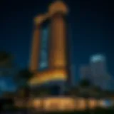 Stunning night view of Address Sky View Dubai highlighting its architectural elegance