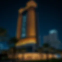 Stunning night view of Address Sky View Dubai highlighting its architectural elegance