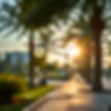 Green Spaces and Leisure in Al Barsha A serene park in Al Barsha highlighting green spaces and leisure activities