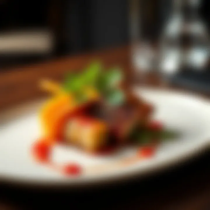 Exquisite presentation of a signature dish at Al Nafoorah