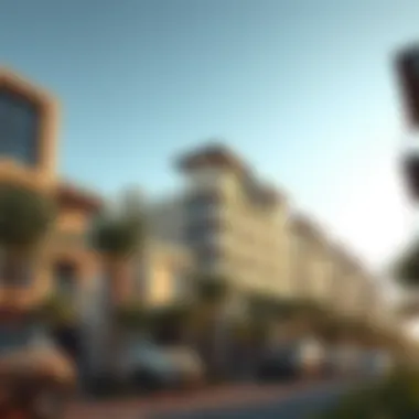 Modern Architecture in Dubai Neighborhood A vibrant neighborhood in Dubai with modern architectural designs.