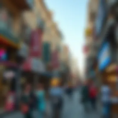 Vibrant Commercial District Vibrant commercial district in برجيل جزيرة الريم with bustling activity and shops.