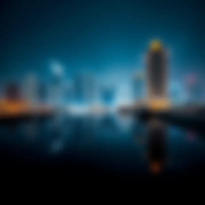 Dubai Marina Reflection The tranquil waters of Dubai Marina reflecting the skyline