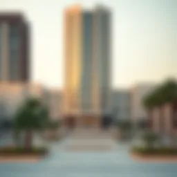 A stunning view of برج الدانة showcasing its unique architectural design