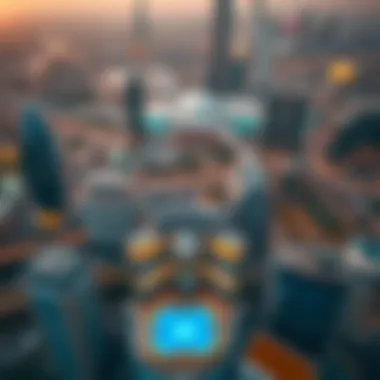 Aerial view of برجمان illustrating its place in Dubai's urban landscape