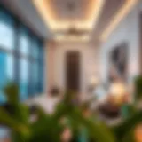 Luxurious Interior of City Stay Residences Luxurious interior of a city stay residence in Dubai showcasing modern design.