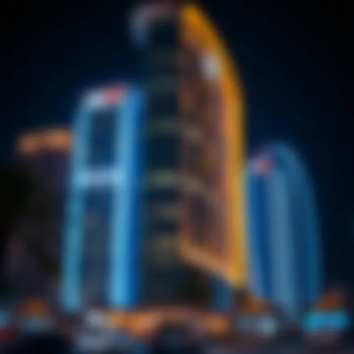 Illuminated Night View of مول ديرفيلدز Night view of مول ديرفيلدز illuminated, highlighting its modern architecture