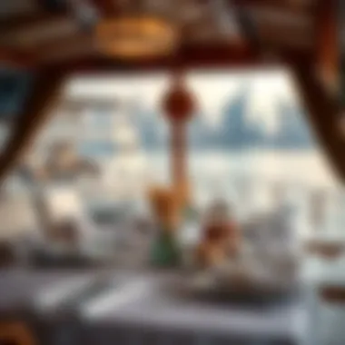 Exquisite Dining Experience on Board Luxurious dining setup on a Dhow cruise