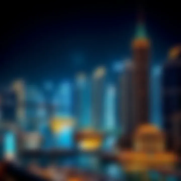 Illuminated Dubai Marina at Night Night view of Dubai Marina with illuminated buildings