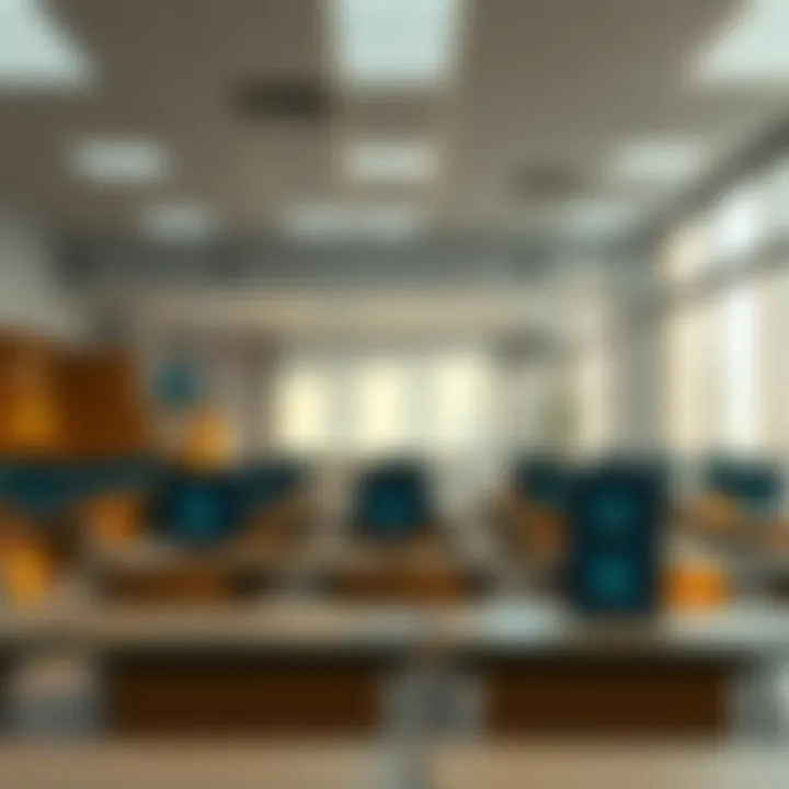 Advanced Educational Technology in Classrooms A classroom setting highlighting advanced educational technology