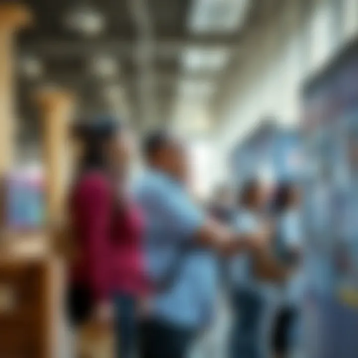 Parents Evaluating Educational Options Parents evaluating school options during a school fair
