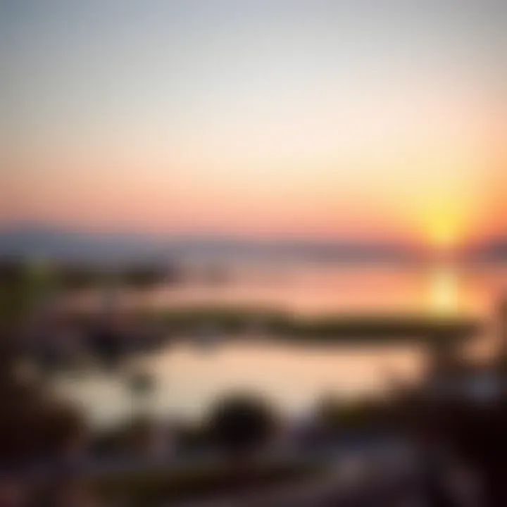 Serene view of Expo Lake during sunset, showcasing natural beauty.