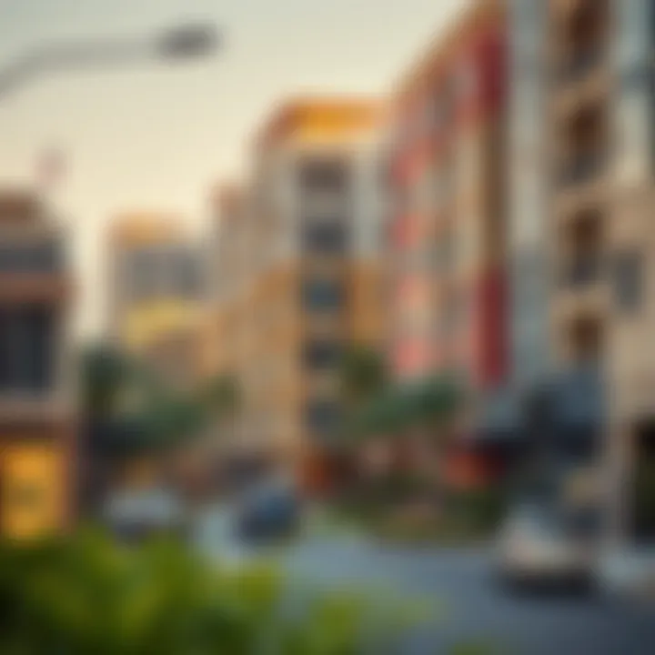 Dynamic Neighborhoods of Dubai Vibrant Dubai neighborhood with furnished apartments