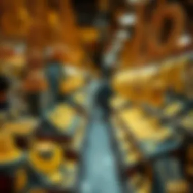 Exquisite Gold Jewelry Selection A stunning display of gold jewelry in the Gold Souk