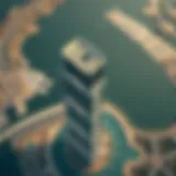 Stunning aerial view of Iris Bay Tower showcasing its unique architectural design